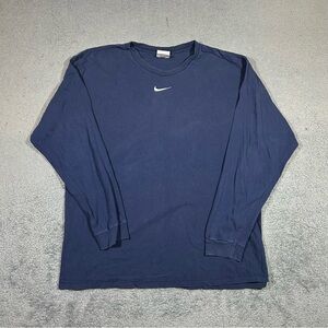 Vintage 90’s Navy Blue Nike Center Swoosh Long Sleeve Shirt Men’s XL #1667